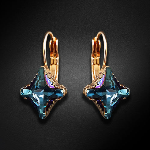 Auskarai "Kristalo rombas II (Akvamarino metalinis mėlynas)" su Swarovski™ kristalais